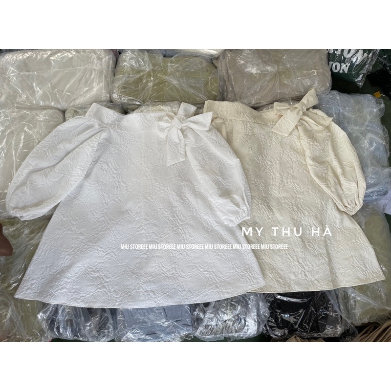 VÁY BABYDOLL BÈO TRỄ VAI BUỘC NƠ VẢI GẤM VBTVBN