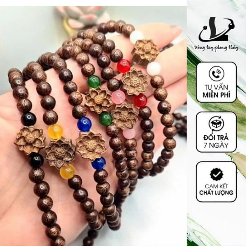 Vòng Tay Trầm Hương 108 Hạt  Mix Đá Mắt Mèo Tặng Kèm Hộp Gấm  N15 | BigBuy360 - bigbuy360.vn