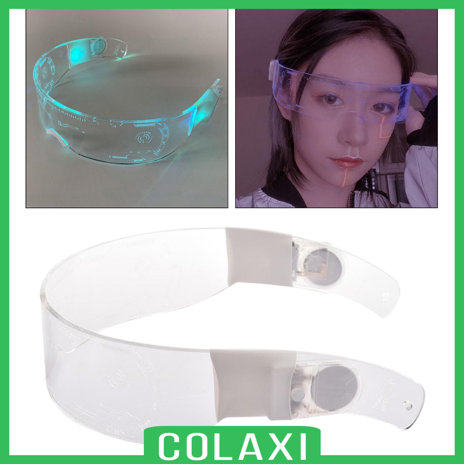 [COLAXI] Men Women LED Glasses Futuristic Glowing Light Up Eyeglasses Nightclub Party Bar