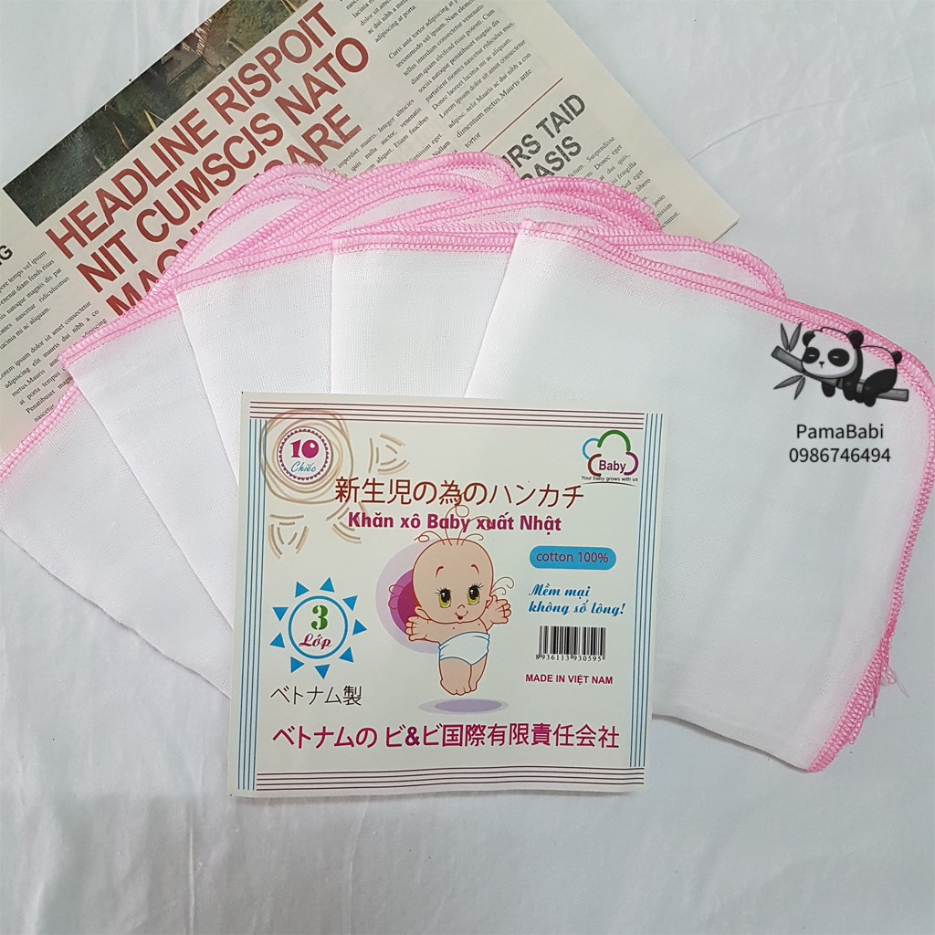 Khăn xô, khăn sữa xuất Nhật 2,3,4 lớp siêu mềm cho bé (gói 10c)