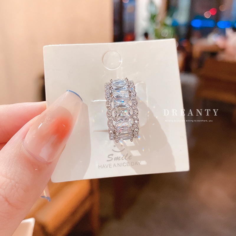 Nhẫn Hở Đính Đá Zircon Phong Cách Hàn Quốc Sang Trọng