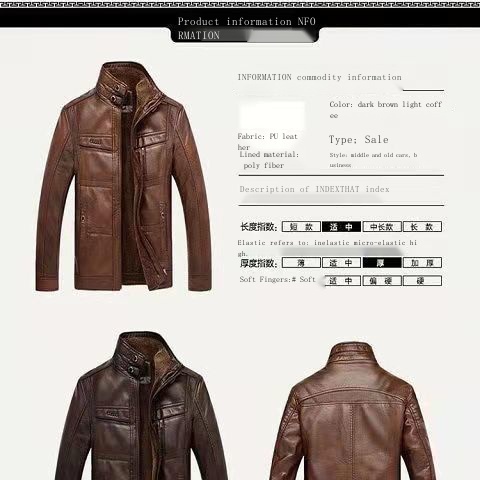 Áo Khoác Da Lót Nhung Ấm Áp Thời Trang Thu Đông Cho Nam Trung Niên