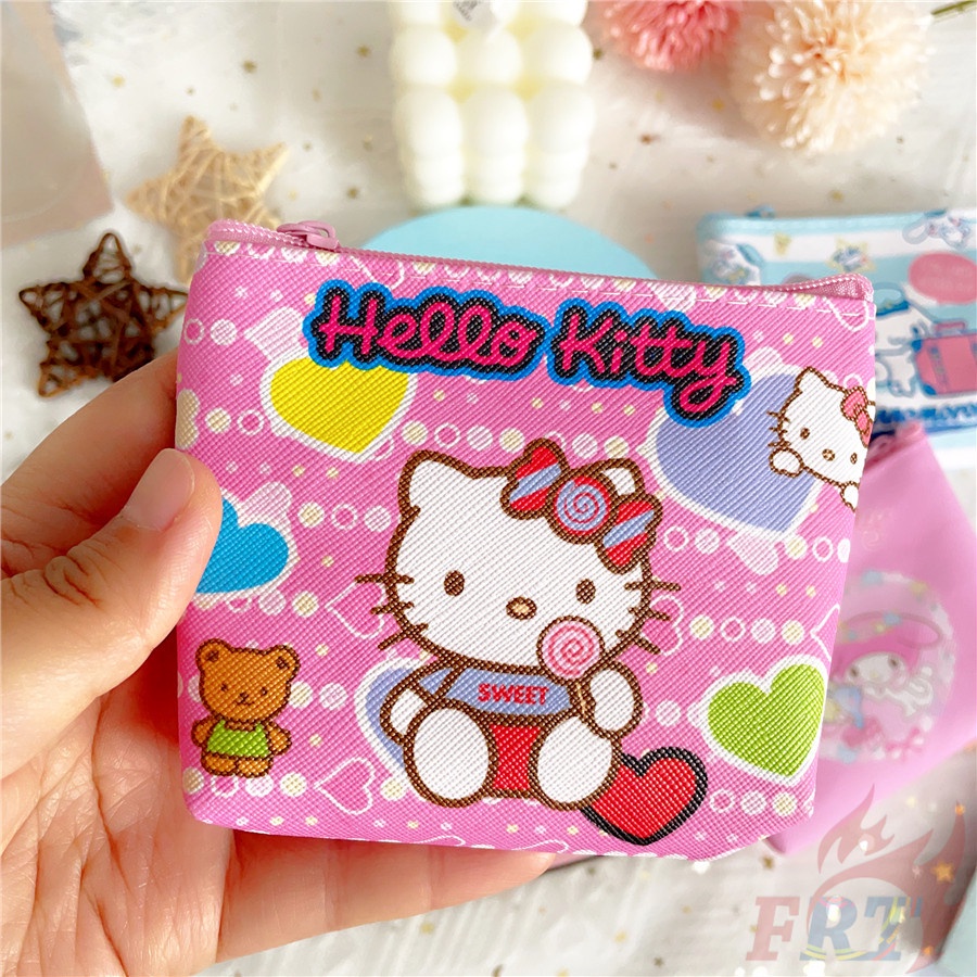 ❀ Ví Tiền Xu Sanrio ❀ 1 Ví Đựng Tiền Xu Bằng Da PU Hình Hello Kitty Kuromi Melody Cinnamonroll
