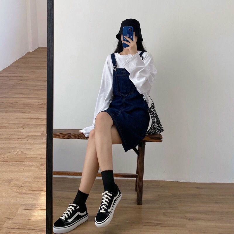 Yếm Jean Váy Form Rộng Ulzzang Dáng Suông