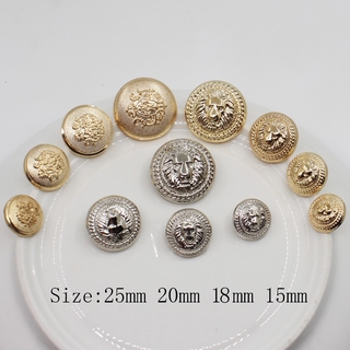 Set 10 khuy gài bằng hợp kim khắc hình sư tử màu vàng/bạc