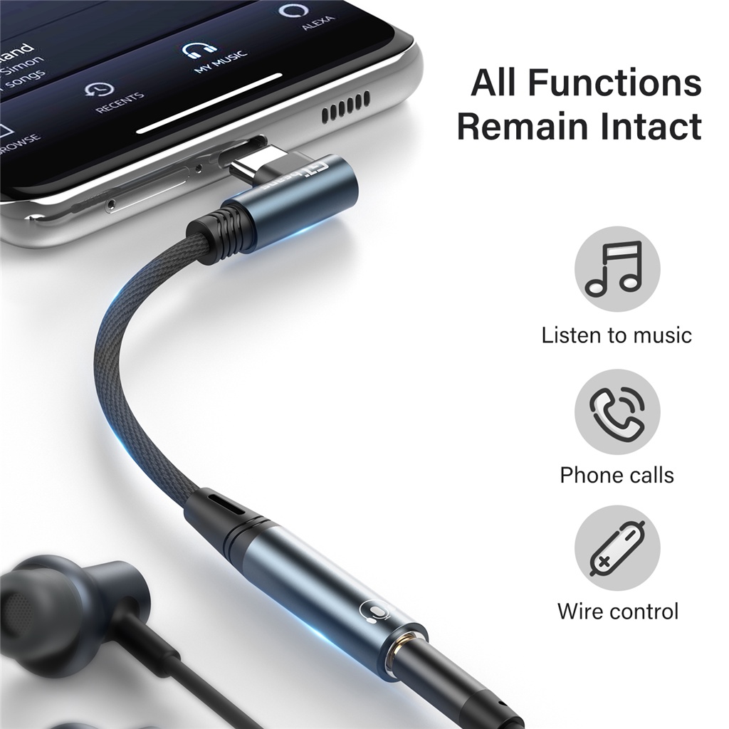 Dây Cáp Nối Dài Tai Nghe 90 Độ Chuyển Đổi Từ USB Type C Sang 3.5mm Cho iPad Pro Samsung Galaxy Google Pixel Xiaomi