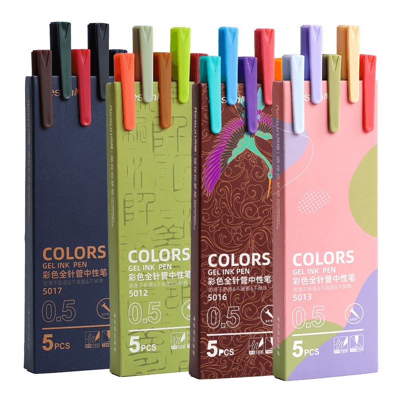 Set 5 bút bi nhiều màu sắc kiểu dáng đơn giản