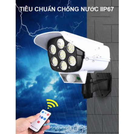 (RẺ VÔ ĐỊCH)Đèn Năng Lượng Mặt Trời 2 Trong 1 Chống Thấm Nước Ip67 Gắn Tường Giả Camera An Ninh