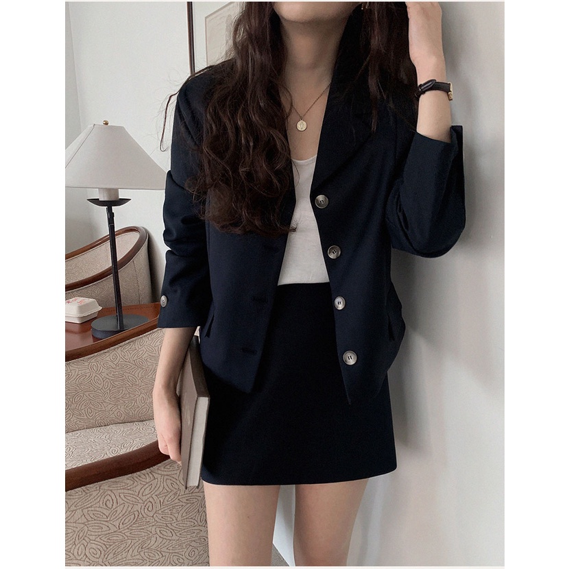 Set Áo Khoác Dài Tay + Chân Váy Ngắn Dễ Phối Đồ Thời Trang 49368