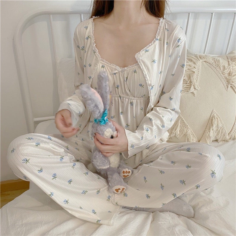 [SẴN XANH]  Set đồ ngủ 3 chi tiết chất vai thun co giãn | BigBuy360 - bigbuy360.vn