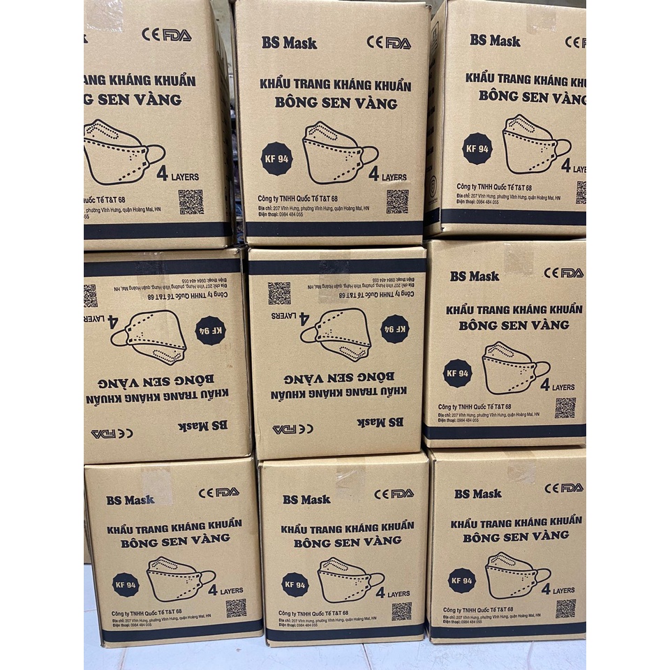 Túi 10 Chiếc Khẩu Trang KF94 Bông Sen Vàng Chọn Màu