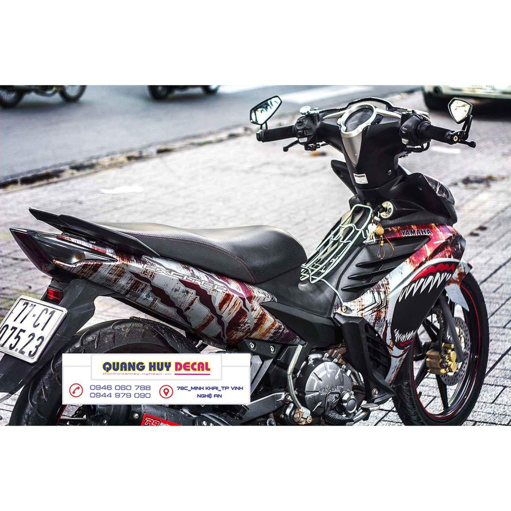 Tem trùm exciter 135 cá mập đỏ xám rỉ sét, độ team decal xe ex dán đời 2011-2014