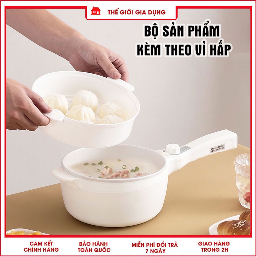 Nồi lẩu điện mini SHANGHOU, nồi điện có tay cầm đa năng dùng chiên, xào, rán, nấu lẩu chống dính cực tốt