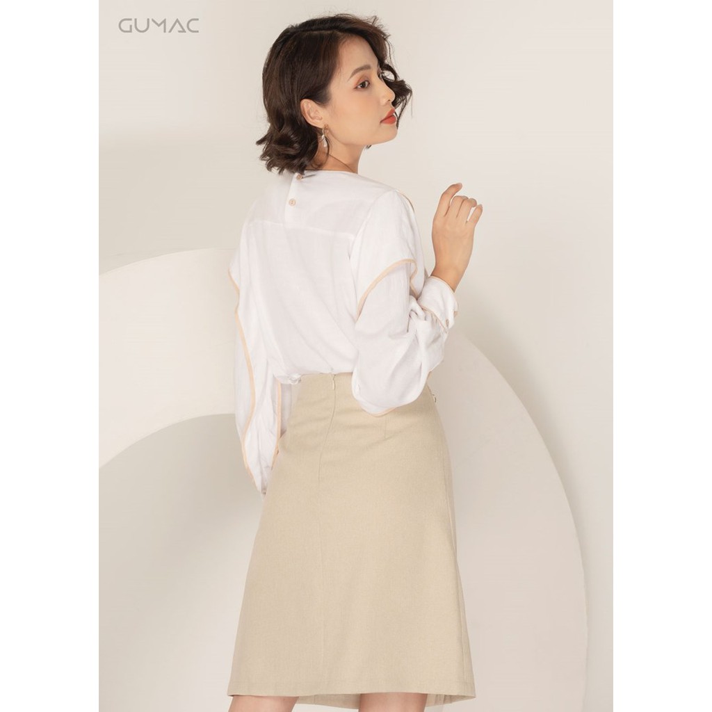 [Mã WABRGU100 giảm 15% đơn 249K tối đa 100k] Áo sơ mi nữ phồng viền be AA9107 GUMAC | BigBuy360 - bigbuy360.vn