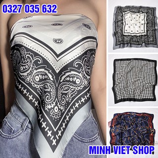 Khăn Bandana Khổ Vuông To Làm Áo Ngực, Quàng Đầu, Tạo Kiểu - Khăn Lụa Satin 70x70 cm