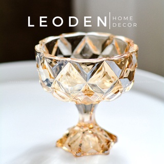 Ly thủy tinh decor màu hổ phách phong cách cổ điển, cốc thuỷ tinh chịu nhiệt cao cấp – LEODEN Decor