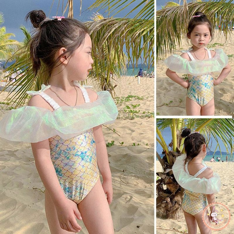 Bộ Đồ Bơi Một Mảnh Không Tay Phối Ren Dành Cho Bé Gái