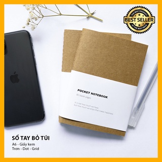 Sổ tay mini bỏ túi A6 bìa kraft ~A6 80 | Dòng sổ sketchbook giấy kem | Notebook Mini