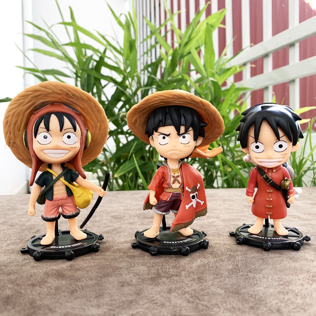 Bộ 3 Mô Hình One Piece Luffy Chibi Dễ Thương