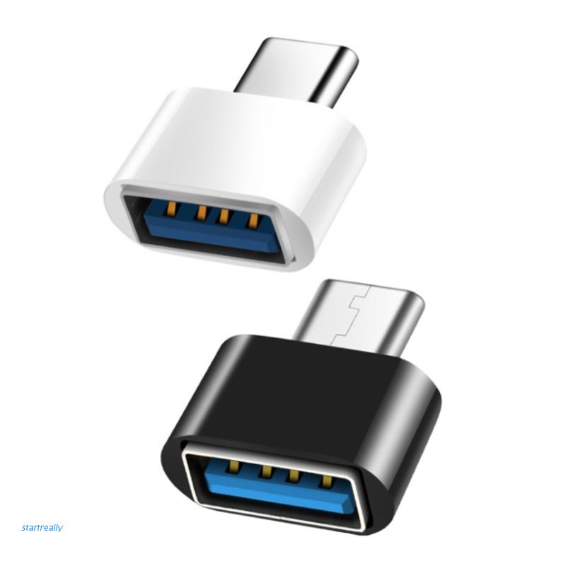 Set 2 đầu chuyển đổi dữ liệu từ TypeC sang USB màu trắng/đen thông dụng