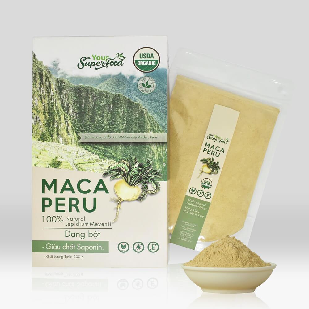 Bột nhân sâm Maca hữu cơ Your SuperFood hộp 200g - Nhập khẩu từ Peru