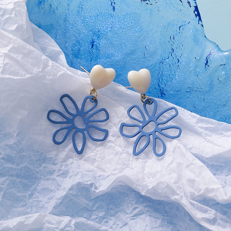 XiaoboACC 925 Silver Needle Korea Fashion Light Blue Flower Earrings
