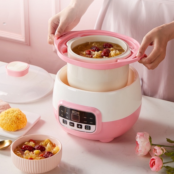 Nồi Nấu Cháo Chậm Cho Bé 0.8L Chưng Cách Thủy Ninh Hầm Đa Năng 2 Tầng Yoota Baby- Bảo Hành 1 Năm