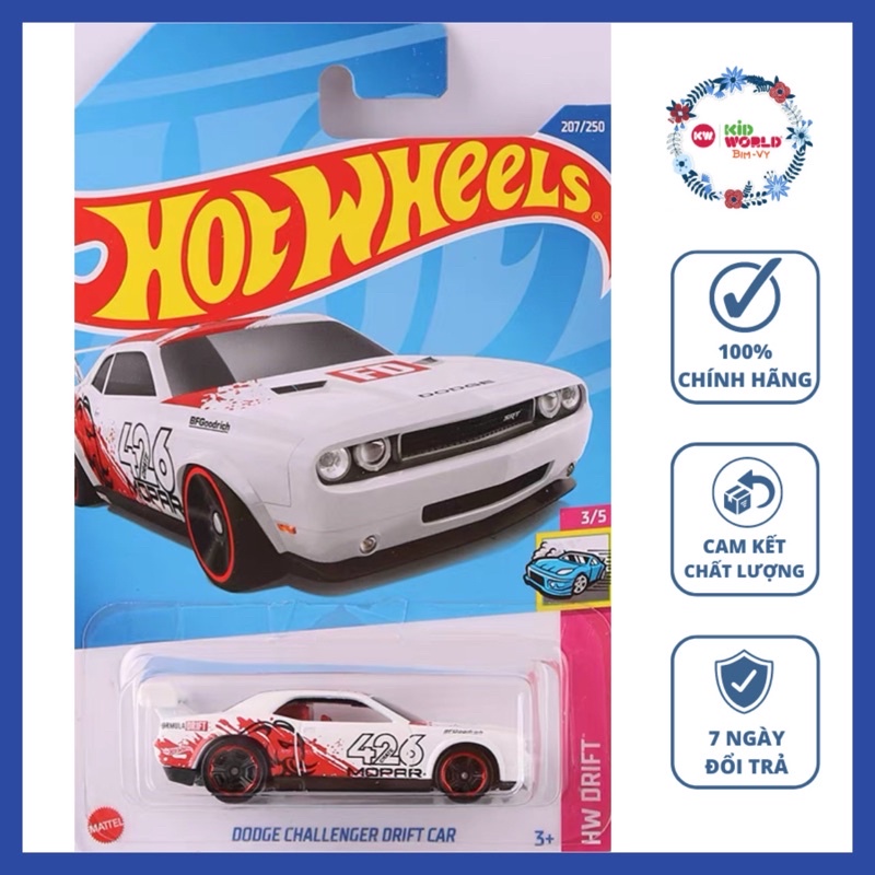 Xe mô hình Hot Wheels basic Dodge Challenger Drift Car HCV88.
