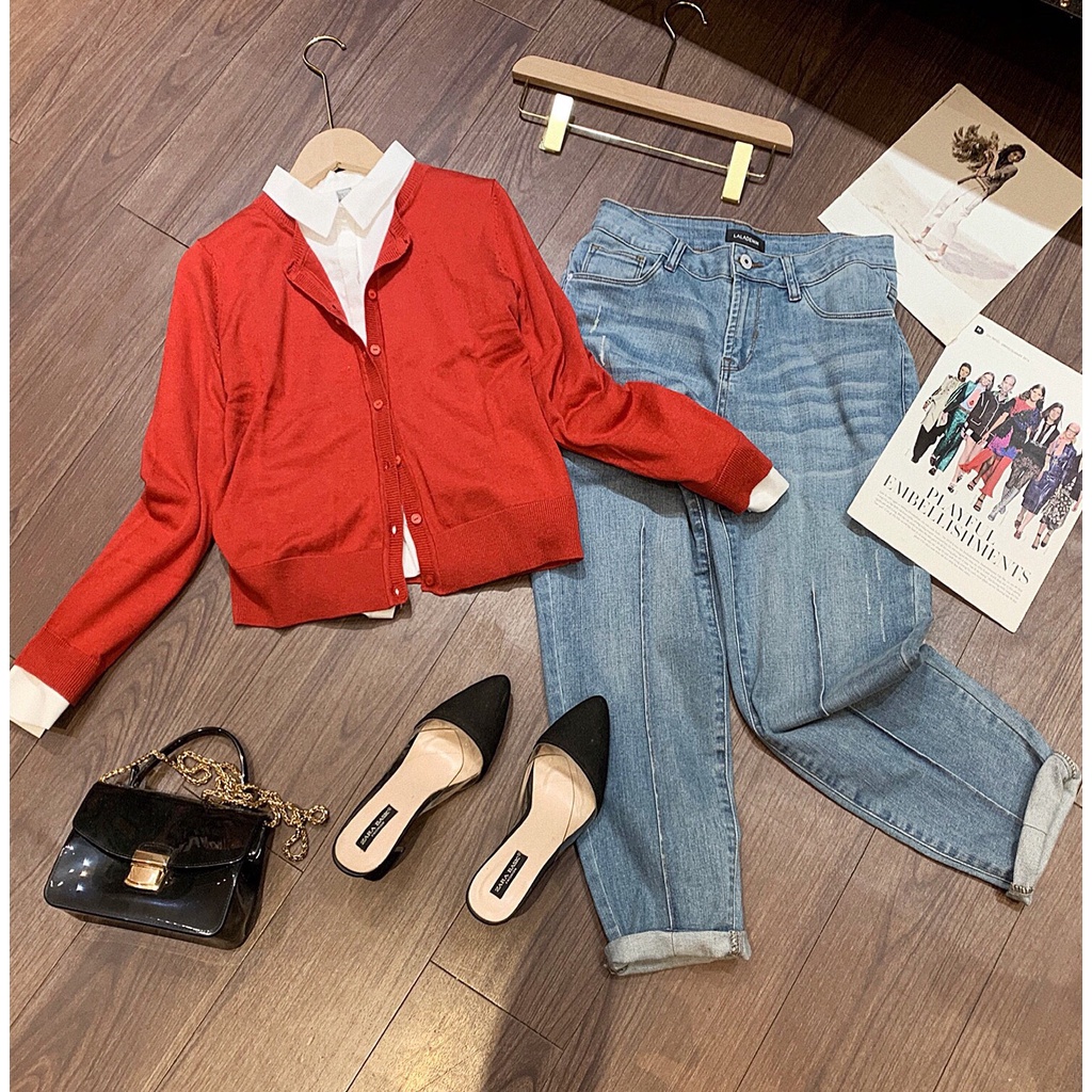 Áo len cardigan dài tay Lalastyle