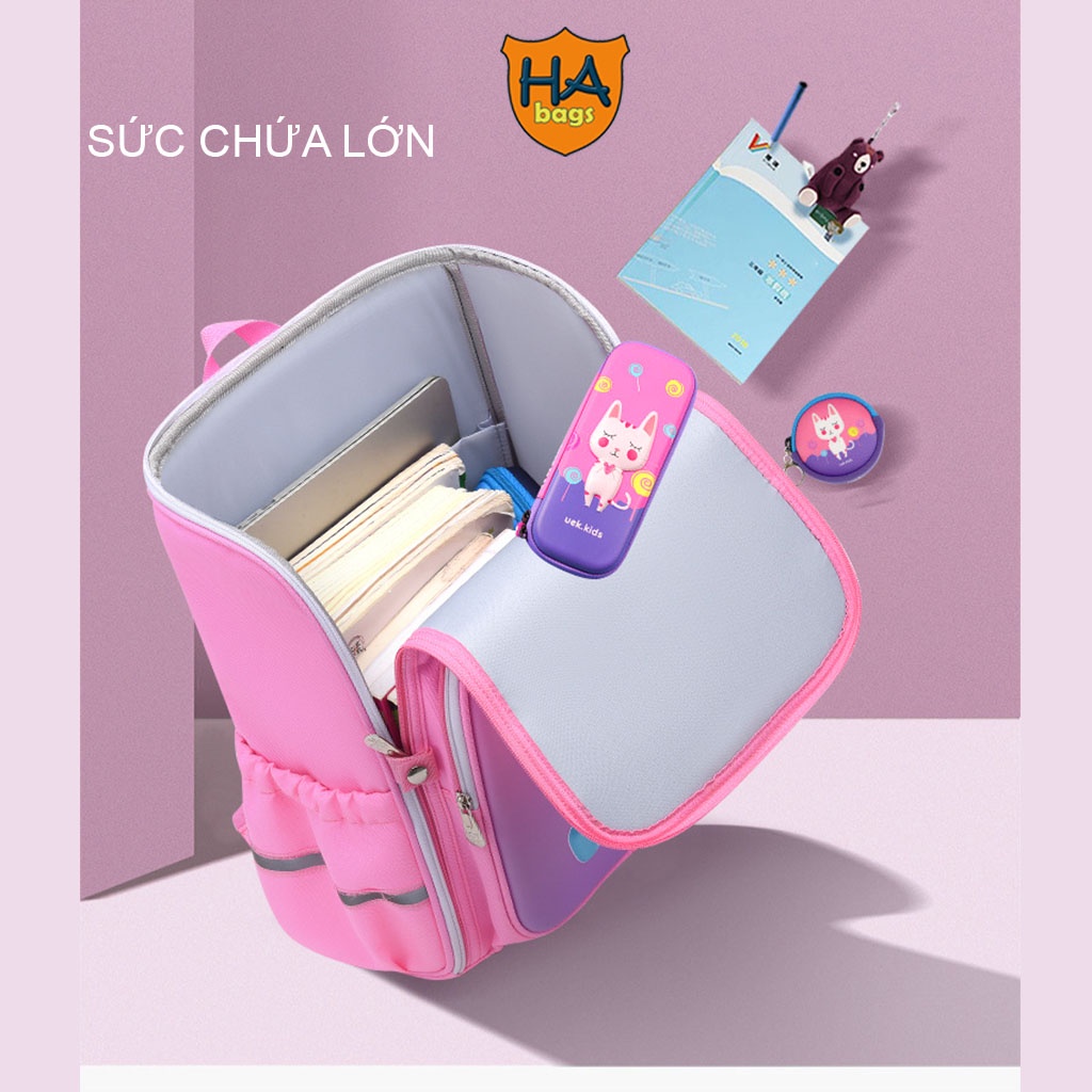 Cặp sách chống gù HA1019, balo đi học kích thước 41x31x21cm phù hợp cho học sinh lớp 4,5,6