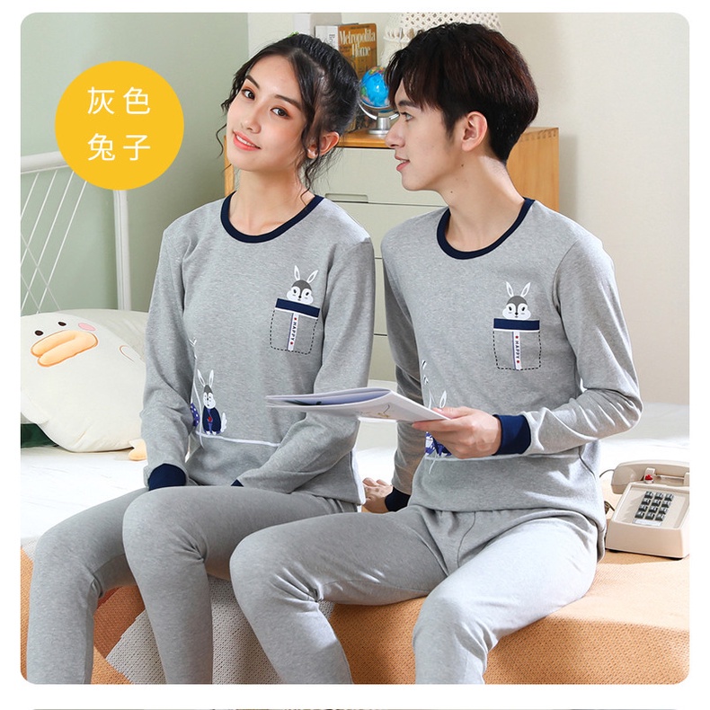 Bộ Đồ Ngủ Tay Dài Chất Liệu Cotton 140cm - 175cm Thời Trang Mùa Xuân Cho Nam Nữ