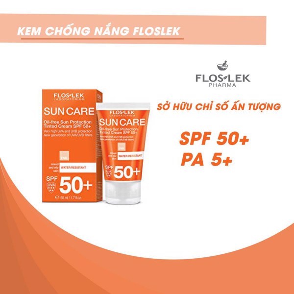 Floslek kem Chống Nắng Bảo Vệ Da Oil Free Sun Protection Tinted Cream SPF50+ 50ml