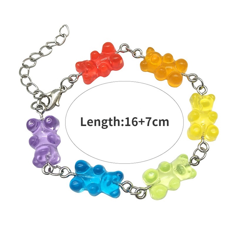 1 Vòng Tay Mặt Gấu Nhựa Resin Màu Kẹo Dễ Thương Thời Trang Làm Quà Tặng Cho Bạn Gái/ Bạn Bè