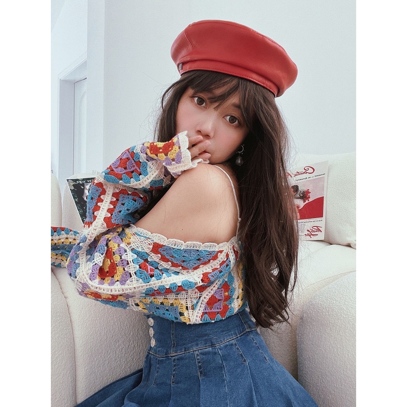 Áo Len Họa Tiết Thổ Cẩm LSEOUL K0333 Chất Dày Dặn Trẻ Trung Nữ Tính Đáng Yêu