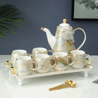 Bộ ấm chén, bộ trà cafe kèm khay sứ - hàng cao cấp