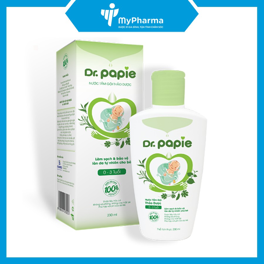 Nước tắm gội thảo dược Dr. Papie - Làm sạch và bảo vệ làn da tự nhiên cho bé