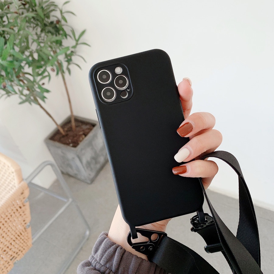 Ốp Điện Thoại Silicon Dẻo Kèm Dây Đeo Chéo Thời Trang Cho iphone 13 12 15 pro max ip 14 pro max iphone 13