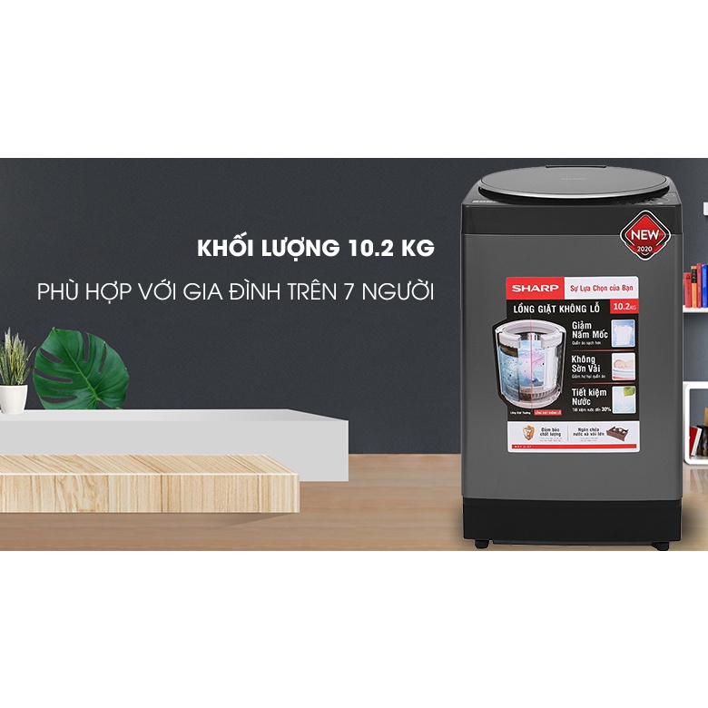 Máy Giặt Sharp 10.2 Kg ES-W102PV-H Lồng Đứng
