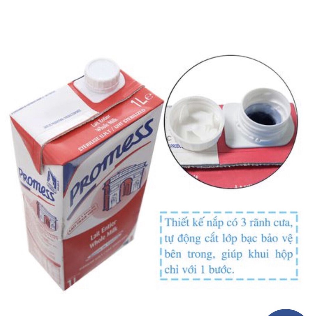 Date 6/2024-Thùng 6 hộp 1L sữa tươi không đường nguyên kem Promess .