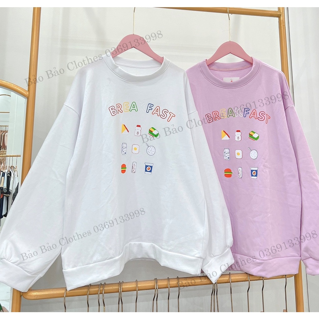 Áo Nỉ Sweater Nam Nữ  Form Rộng Breakpast Vải Dày Mịn Thoáng Mát Thiết Kế Thời Trang Kiểu Dáng Năng Động
