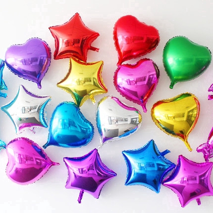 Set 5 bóng bay 18&quot; foil helium hình trái tim tình yêu trang trí tiệc cưới sinh nhật