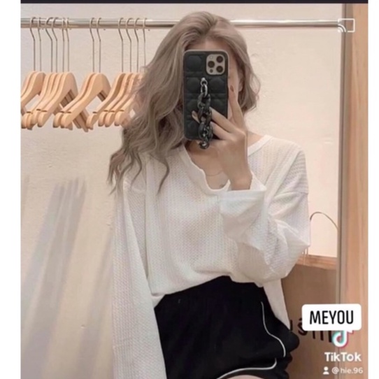 Áo thun tay dài cổ V dáng rộng FreeSize phong cách hàn Quốc dành cho cả nam và nữ 🥰