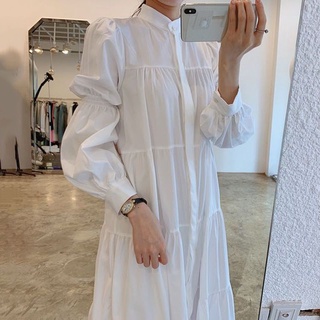 VÁY SƠ MI TAY PHỒNG DÁNG DÀI CỔ TÀU DỄ THƯƠNG HÀN QUỐC❤️