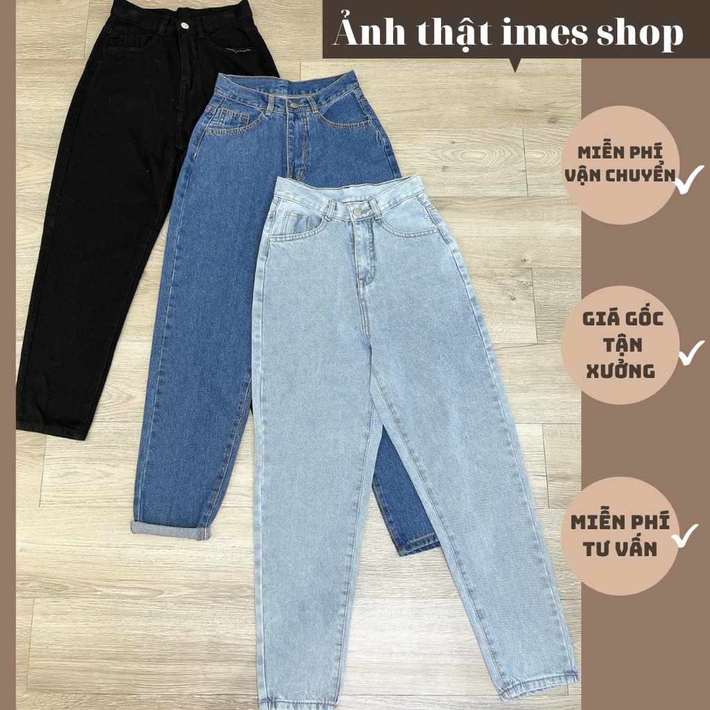 Quần bò nữ, quần Jean bò baggy nữ cạp cao phong cách Ulzzang Hàn Quốc 1639 imes shop | BigBuy360 - bigbuy360.vn