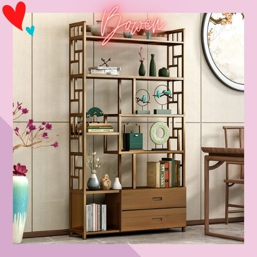 Kệ Gỗ Trưng Bày Đồ Cổ Trang Trí Nội Thất, Tủ Gỗ Trưng Bày Kiêm Vách Ngăn Đa Năng