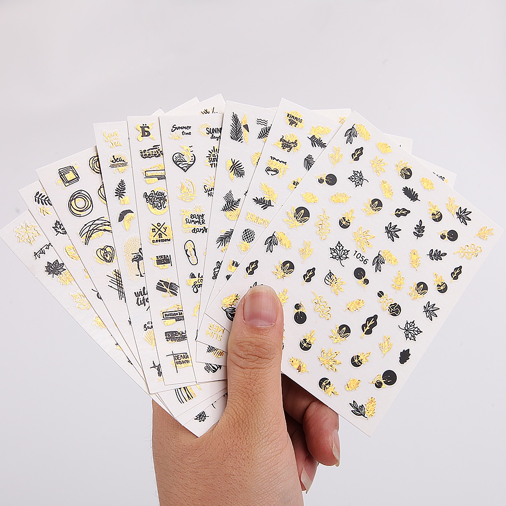 [Hàng mới về] Miếng dán trang trí móng tay phối màu vàng và đen phong cách hawaii