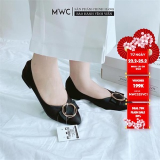 Giày búp bê nữ gắn nơ đính khóa mwc nubb- 2163