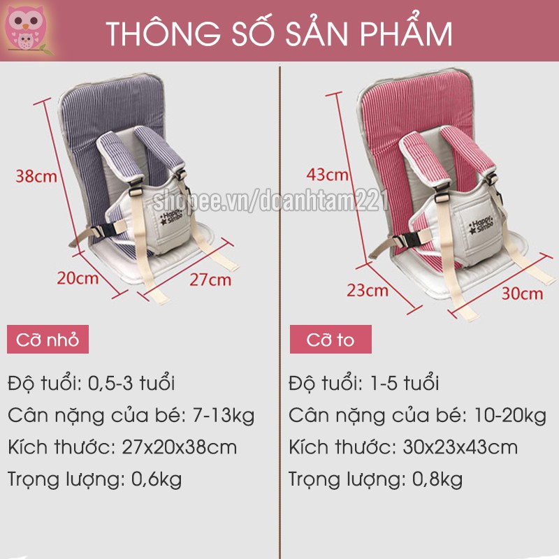 Đai ngồi ô tô an toàn cho bé, chất vải cotton bền đẹp