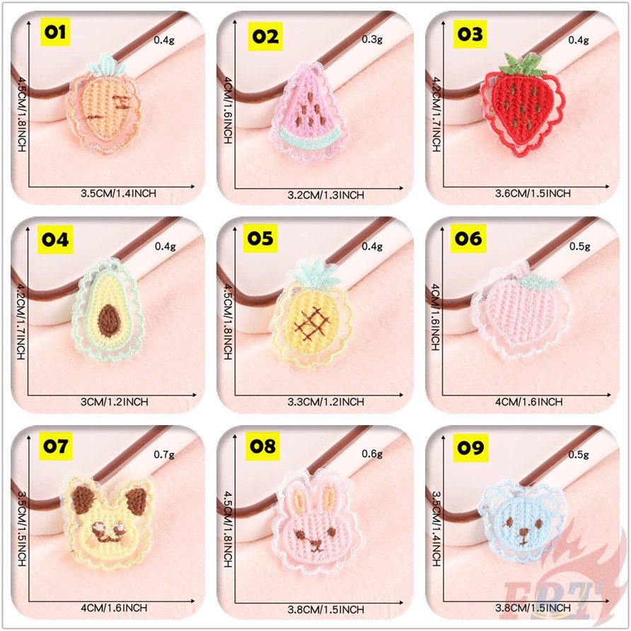 ✿ Sticker Ủi Thêu Hình Trái Cây Và Động Vật ✿1 Phụ Kiện Kẹp Tóc Tự Làm Thủ Công Cho Bé