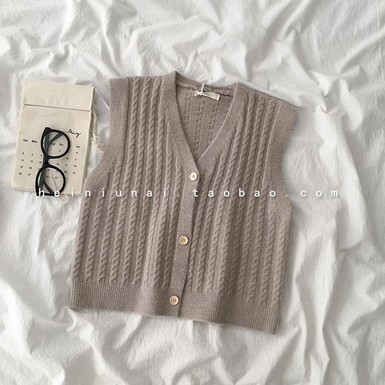 Áo Khoác Cardigan Gile Dáng Ngắn Chất Len Cho Nữ